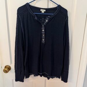 Sundance Navy Blue Long Sleeve Top